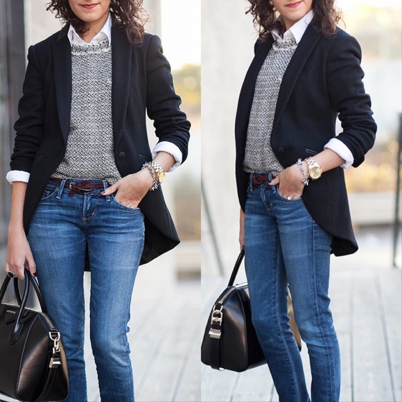 rag & bone Jackets & Blazers - Rag & Bone Hubert Lamb Leather Wool Blazer Black